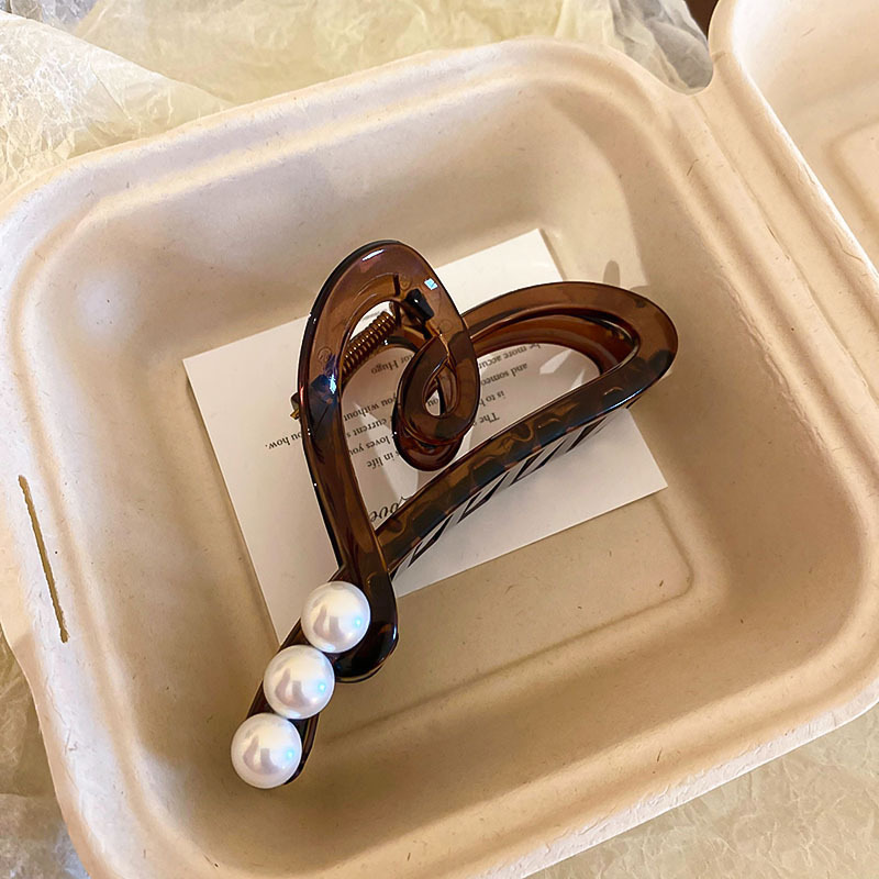 Carpeta de agarre de palabra redonda de color café, clip de tiburón de pelo de disco de alta gama retro, personalidad simple y de moda, nueva horquilla, accesorios para el cabello