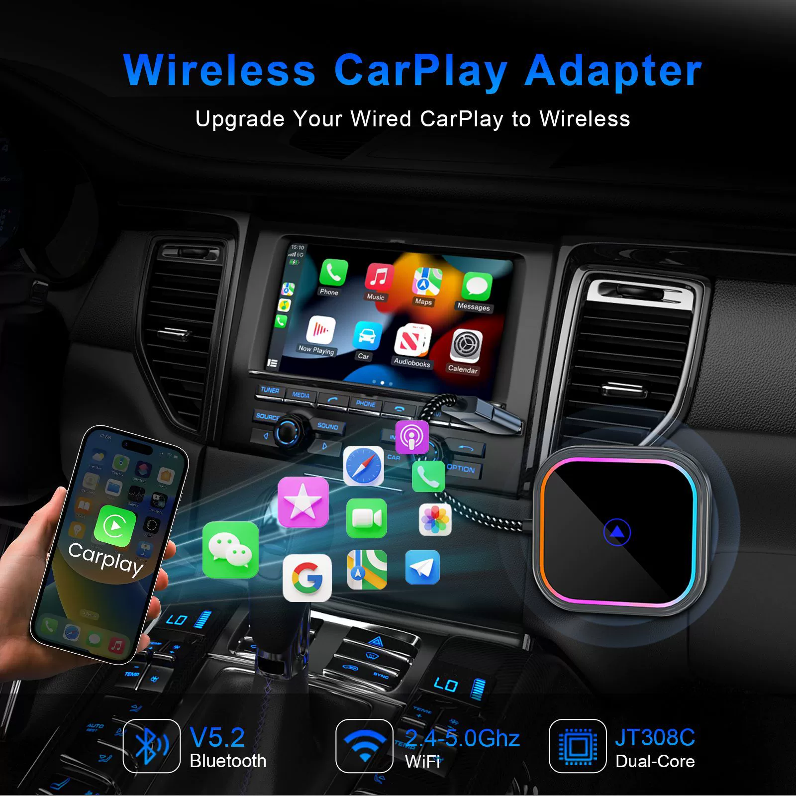 Штрих-код CarPlay коробка проводная передача беспроводная Apple CarPlay Android Auto соединительная коробка для автомобиля