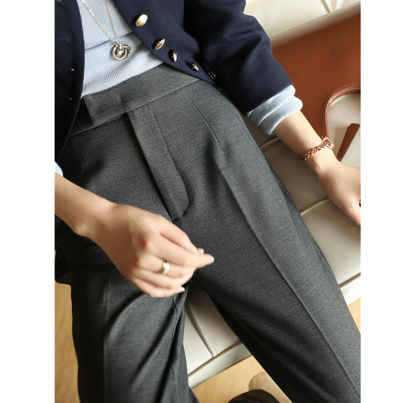 The Handle of the Trouser World! Contains Wool! 500g Thickeneded Warm Mid-high Waist Work Clothing Trousers Cigarette Trousers for Women in Autumn and Winter