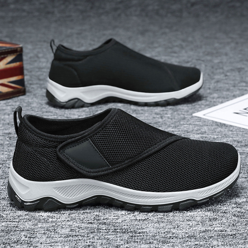 Zapatos de hombre de otoño zapatos casuales transpirables de malla de hombre zapatos de paso único un velcro pares zapatos de papá