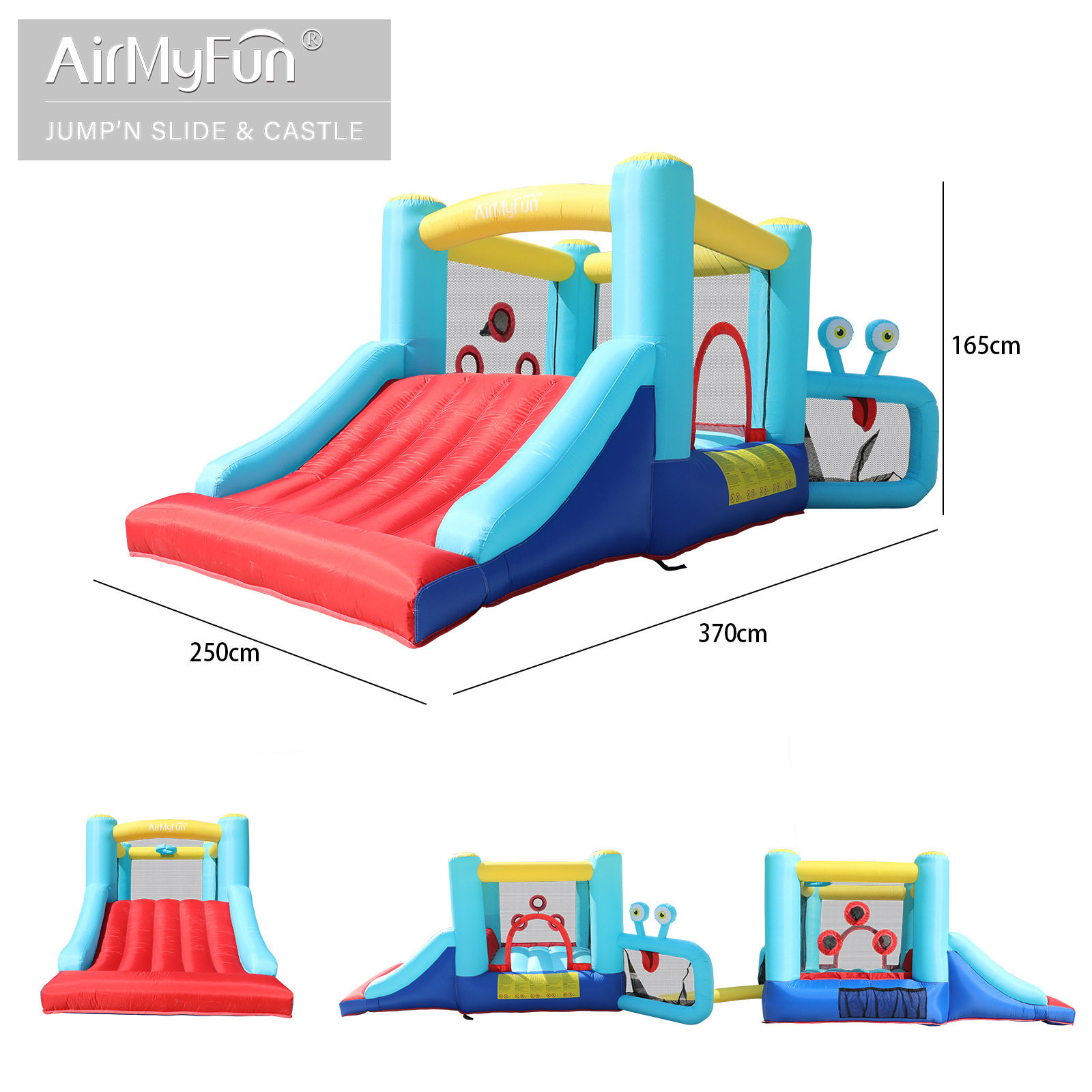 AMF | Castillo inflable para niños, tobogán inflable para interiores y exteriores, parque infantil, trampolín inflable pequeño para fiestas