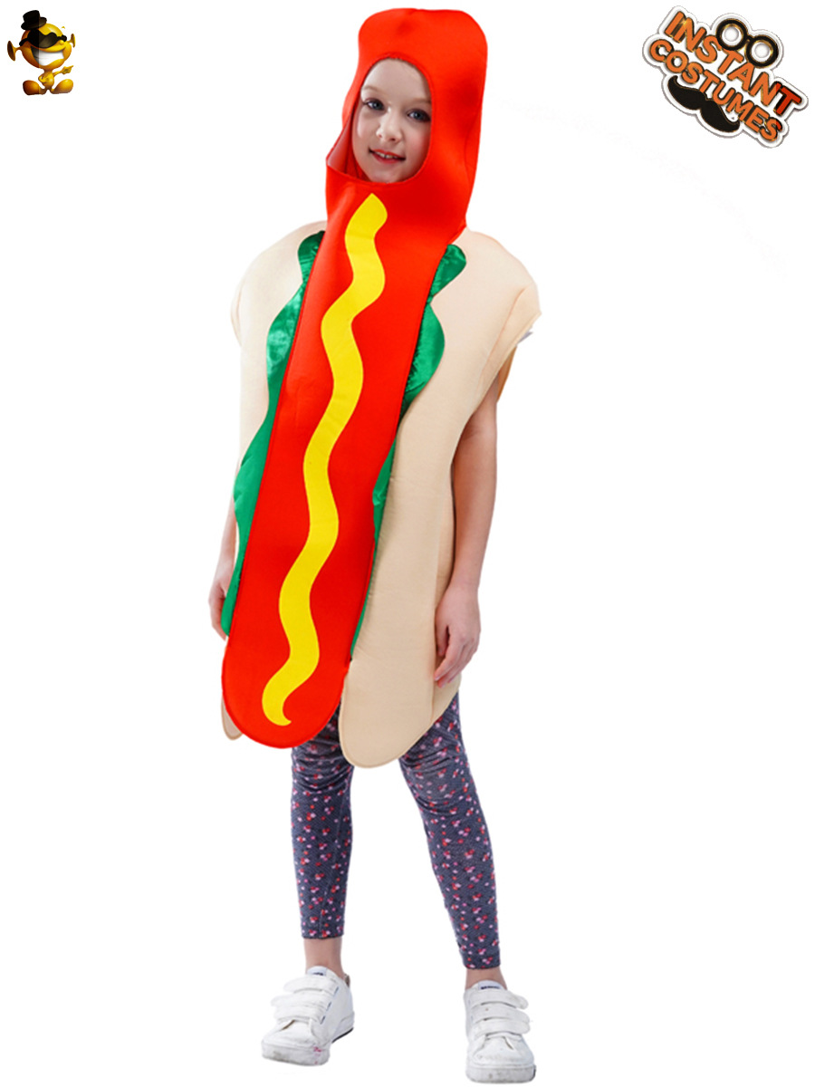 Los niños de Halloween parodia traje de perro caliente comida divertida fiesta de perro caliente Cosplay traje Cosplay