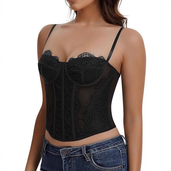Cross-Border Hot-Selling Sexy Sexy Push-Up Slim Fishbone Bra Eyelash Lace See-Through Pure Lust Camisole