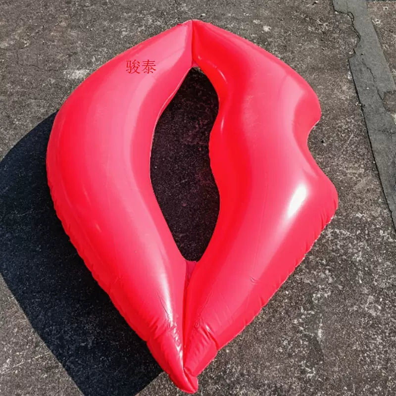 定制pvc充气红嘴唇浮排水上玩具成人坐骑浮床游泳圈浮圈充气床