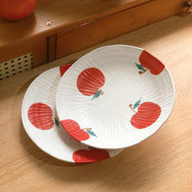 日式苹果餐具可爱早餐碗家用早餐盘水果沙拉碗面碗釉下彩苹果