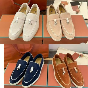 Factory Outlet 2024 Italian LP Slip-on Soft Sole Casual Women's Shoes Comfortable All-match Leather Loafers