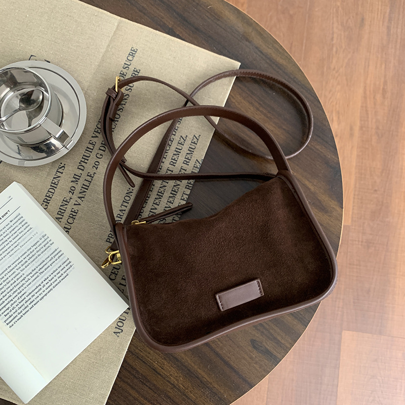 Women's Matte Genuine Leather Small Square Bag 2026 Winter New Matte Cowhide Handbag Vintage Niche Shoulder Crossbody Bag - Thumbnail 7