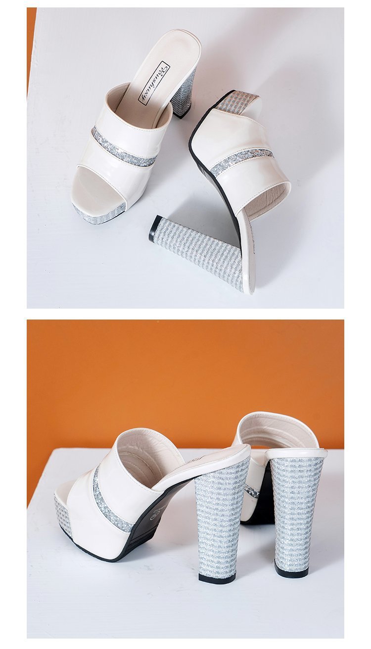 발편한여성샌들 가보시힐 규빅비즈샌들 여성뮬슬리퍼형샌들