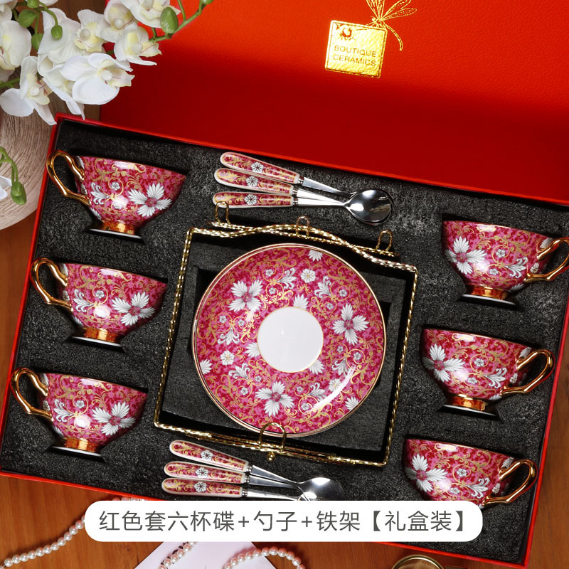 Taza de café de porcelana china Taza de estilo europeo exquisita de alta gama Juego de té de la tarde británico de alta gama Caja de regalo