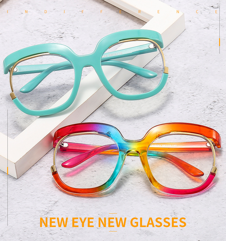 Fashion Solid Color Oval Frame Half Frame Optical Glasses display picture 1