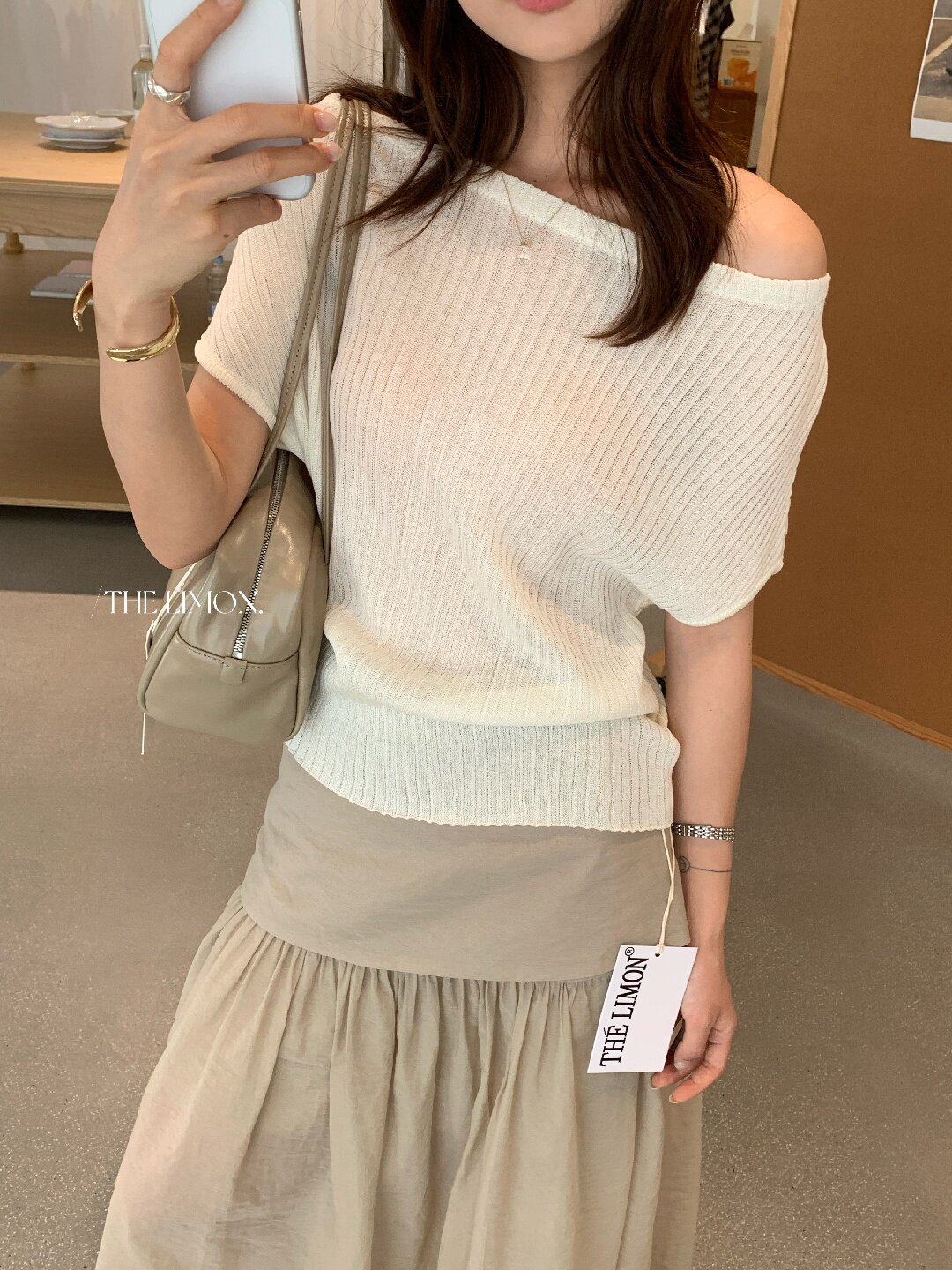 Áo thun nữ cổ tròn basic tay ngắn phong cách Hàn Quốc — Cà phê, màu đen, Bột củ sen, trắng ngà chi tiết 76
