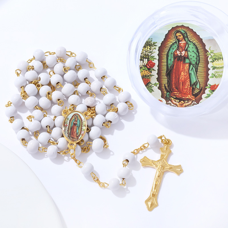 Fragrant wooden bead cross necklace, additional image 7