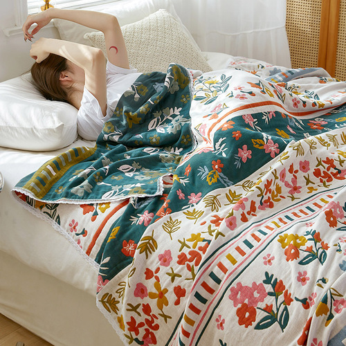 Four-layer gauze towel quilt pure cotton single double towel blanket summer children baby nap blanket summer cool quilt