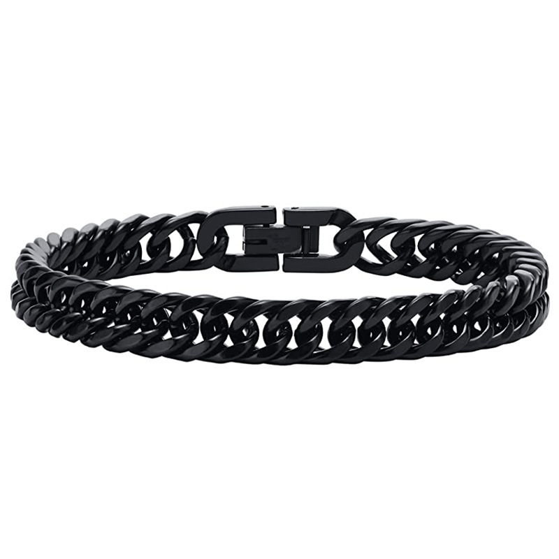 Xinghe de acero inoxidable de cuatro lados de molienda ensanchado audaz hip hop dominante pulsera de acero de titanio cadena cubana personalidad punk amigo masculino