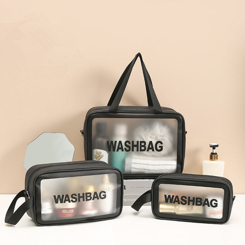 Women's PU Zippered Vanity Bag, Handbag for Travel, Toothbrush Case, Makeup Bag Organizer, Transparent Toothbrush and Cosmetics Bag