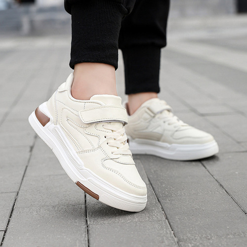 Best-selling children's sports shoes for boys and girls, spring edition, leather panel shoes for middle-aged children, casual shoes