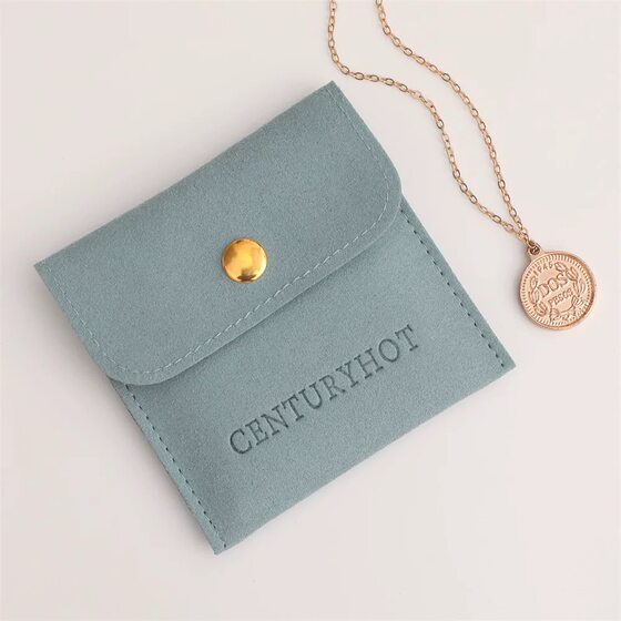 Gift Box Bag Packaging Multicolor Snap Button Super Fiber Bag Flocking Cloth Jewelry Bag Printed Logo Bag Jewelry Bag