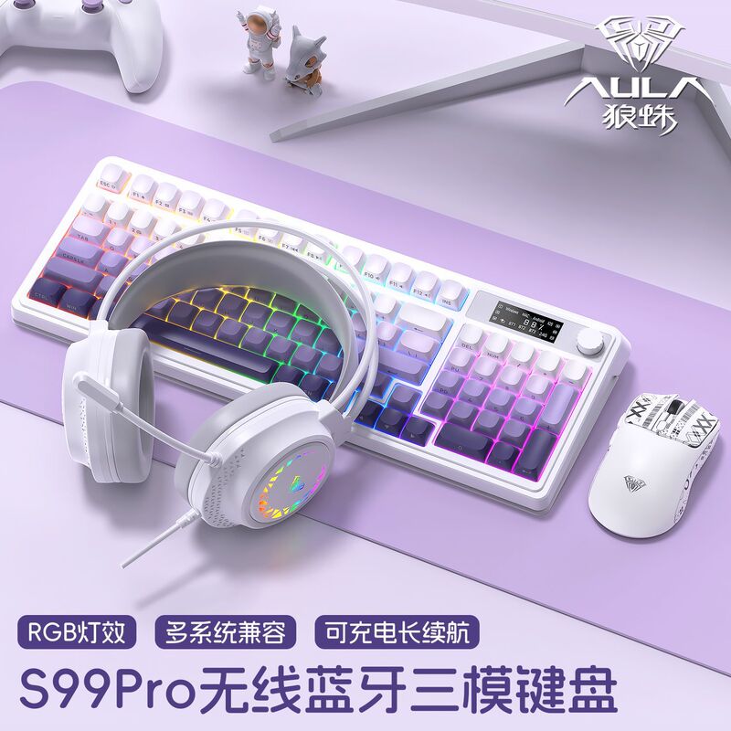 Wolf Spider S99 キーボード ワイヤレス Bluetooth 有線 3モード メカニカル風 ゲーミング オフィス パソコン汎用 RGBライト|undefined