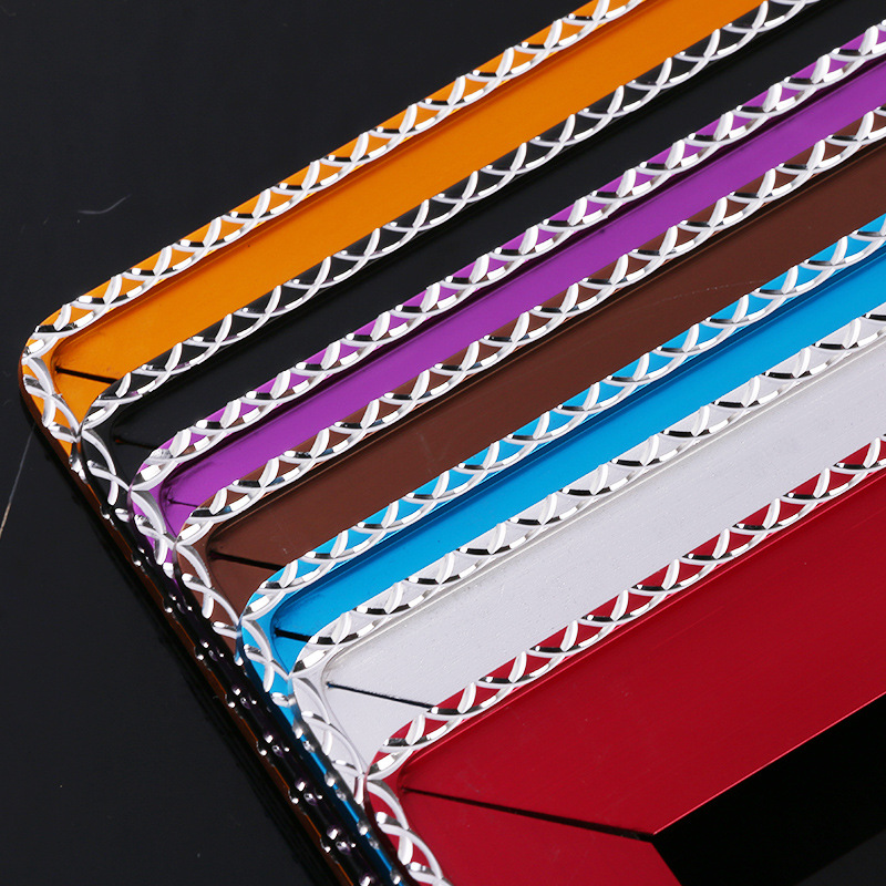 Diamond-embossed license plate frame border with floral carvings, new traffic regulations license plate frame for blue license plate cars, universal license plate frame