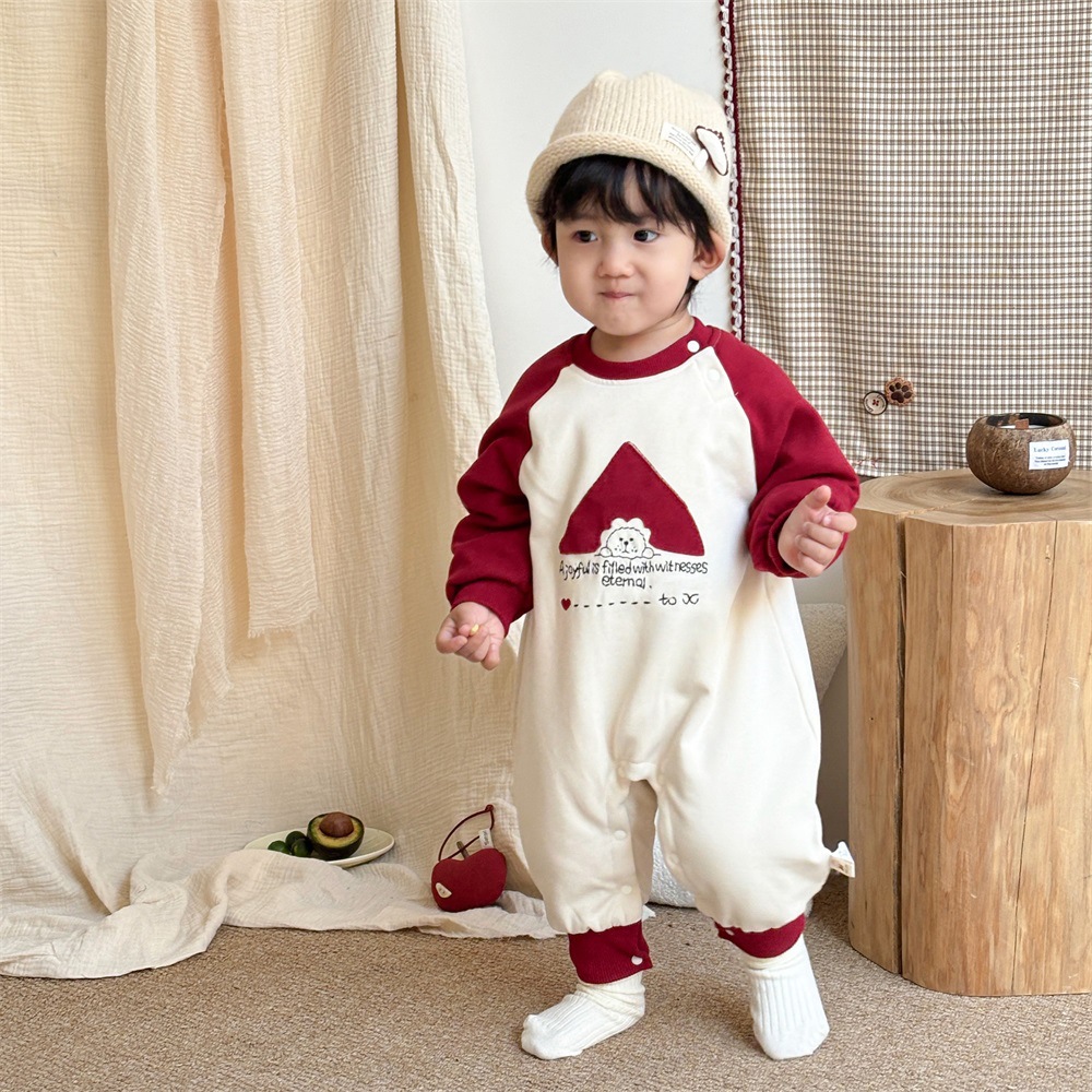 Ropa para bebés otoño e invierno nuevos productos mono acolchado para hombres y bebés mameluco de manga larga con forro de algodón