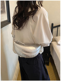 Fashion niche design Korean style croissant bag soft leather dumpling bag armpit bag casual commuting shoulder bag crossbody bag for women