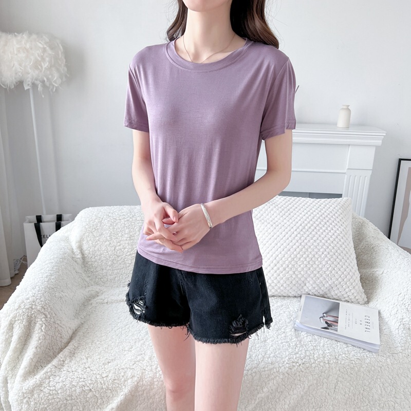 Summer New Cotton Round Neck Short-Sleeve Women's T-Shirt Korean Style Loose Plus Size Casual Solid Color Versatile Top Summer New Cotton Round Neck Short-Sleeve Women's T-Shirt Korean Style Loose Plus Size Casual Solid Color Versatile Top