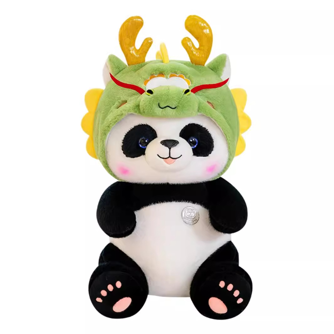 2024 Creative Panda Dragon Treasure Doll Niños Niños y niñas Dormir Apahener Abrazando Oso Zodiac Dragon Regalo de cumpleaños