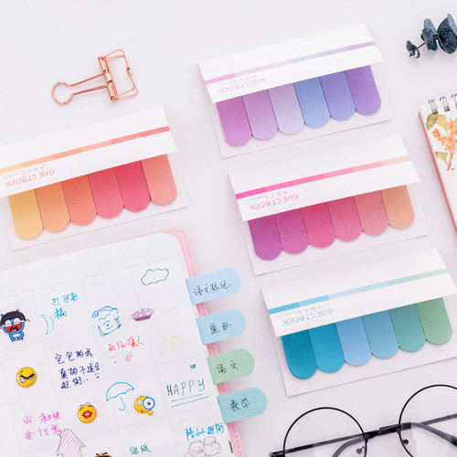 Creative, fresh, six colorful gradient sticky notes, Korean stationery, office study memo notes, note pads