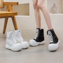 新型品内增高女鞋2025春秋新款帆布鞋女增高13公分系带时尚休闲鞋