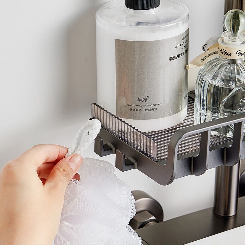 Rack de baño sin perforación inodoro casera de ducha de almacenamiento rack de barra de cesta de ducha bandeja rack