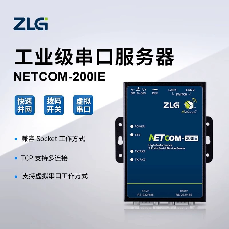 ZLG Zhiyuan Electronics Высокопроизводительный промышленный серийный сервер серии NETCOM