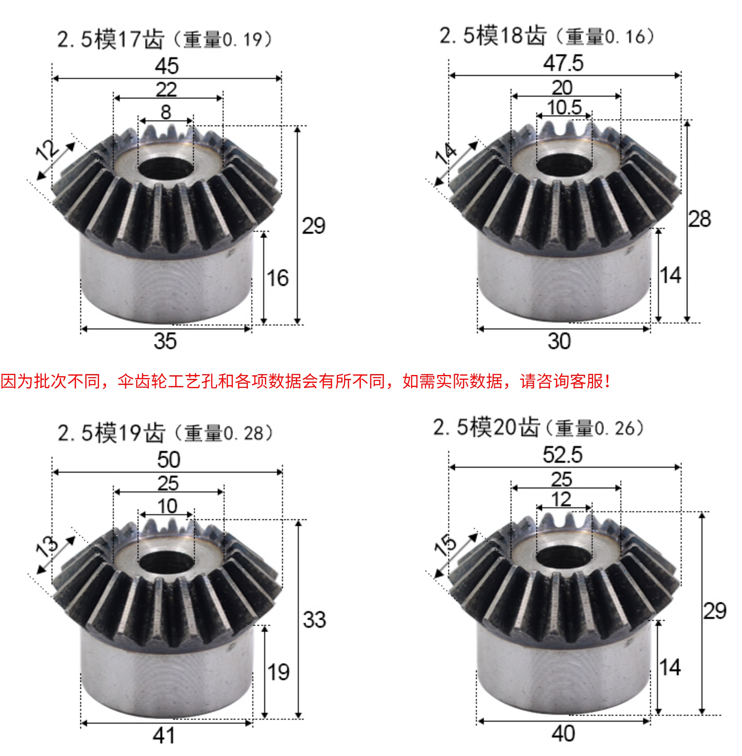 Metal bevel gear, 45# steel, hardened, 90-degree transmission, 15 to 40 teeth, conical gear, straight-tooth bevel gear 1:1