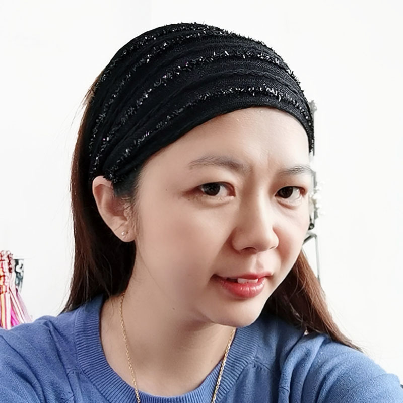 Corea del Sur rayas diadema de ala ancha de moda brillante diadema pelo blanco cubriendo headwear elegante tela diadema cubierta del pelo para las mujeres