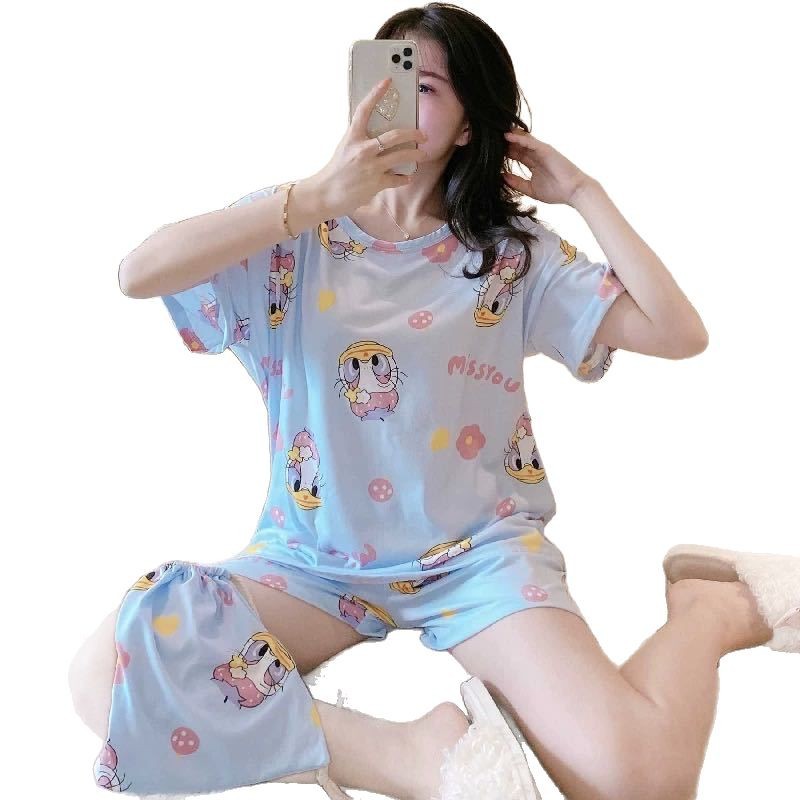 Pijamas mujeres verano suelta más tamaño dulce lindo estudiante pantalones cortos de manga corta se puede usar fuera estilo coreano desgaste del hogar traje