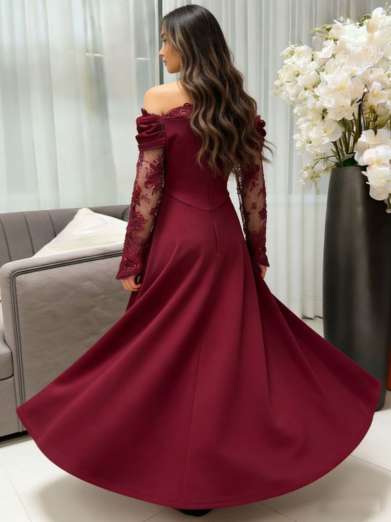 Comercio exterior europeo y americano talla grande nueva ropa de mujer wish Amazon eBay sexy encaje hueco manga larga falda lápiz image 4