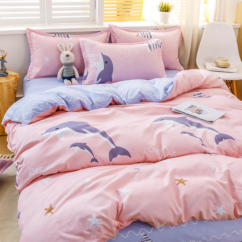 Juego de ropa de cama de algodón cepillado al por mayor para estudiantes, juego de cuatro piezas, funda de edredón de algodón con aloe vera, funda de edredón individual para dormitorio, juego de tres piezas. image 11