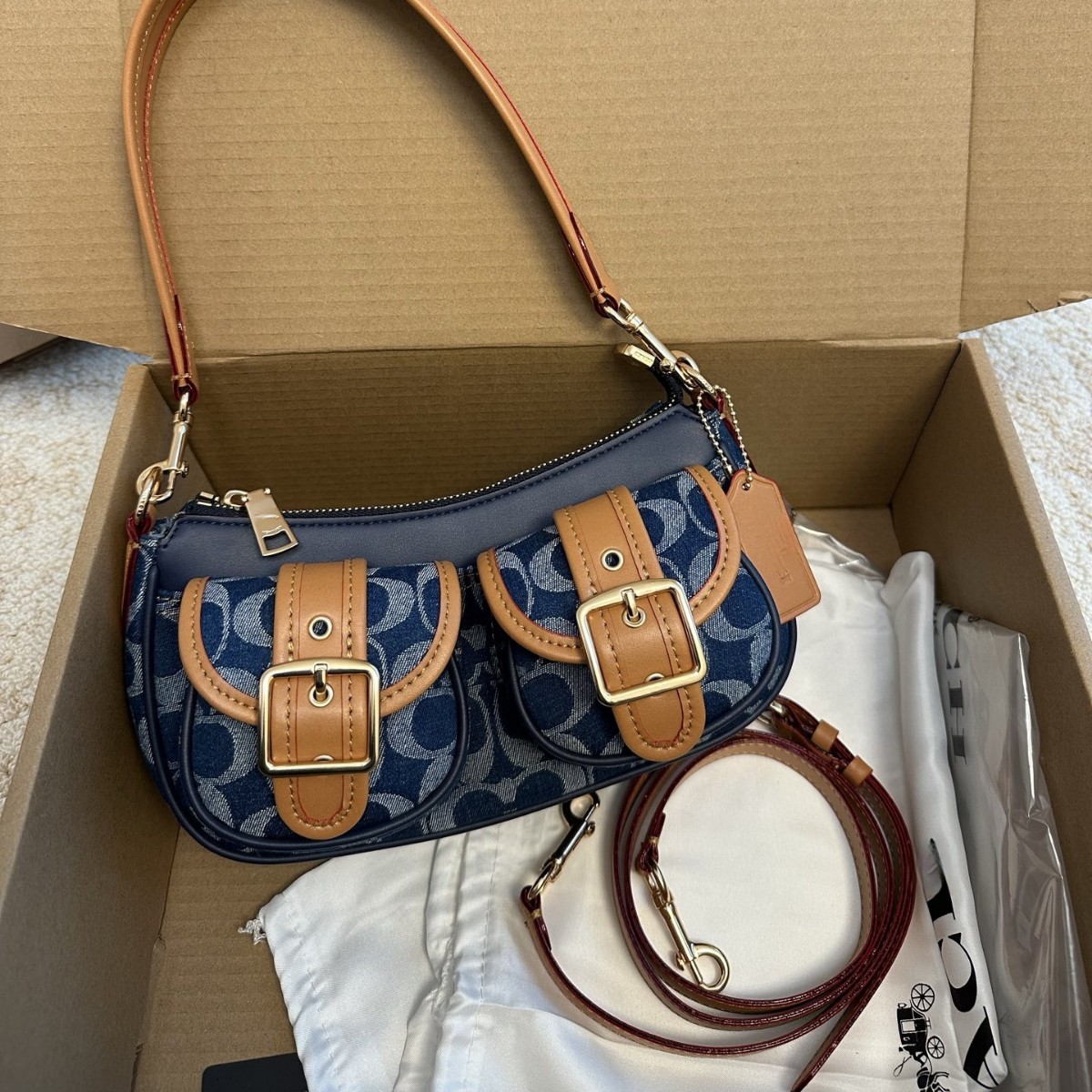 Koujia 2025 New Women's Bag Ashton Retro Underarm Bag Vintage Baguette Motorcycle Shoulder Crossbody Mahjong Bag - Thumbnail 2