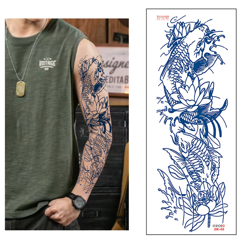 Calcomanías de tatuaje semipermanentes de brazo completo para hombres y mujeres brazo imagen grande jugo de planta no puede lavar las pegatinas de tótem de tatuaje