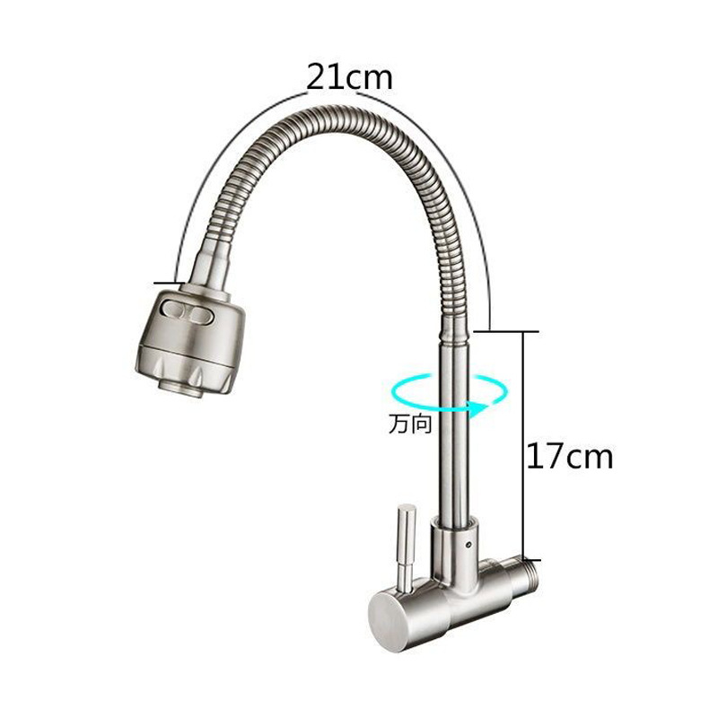 304 acero inoxidable cocina grifo 4 puntos giratorio grifo transfronterizo ingeniería mayorista doméstica cocina grifo de agua fría única