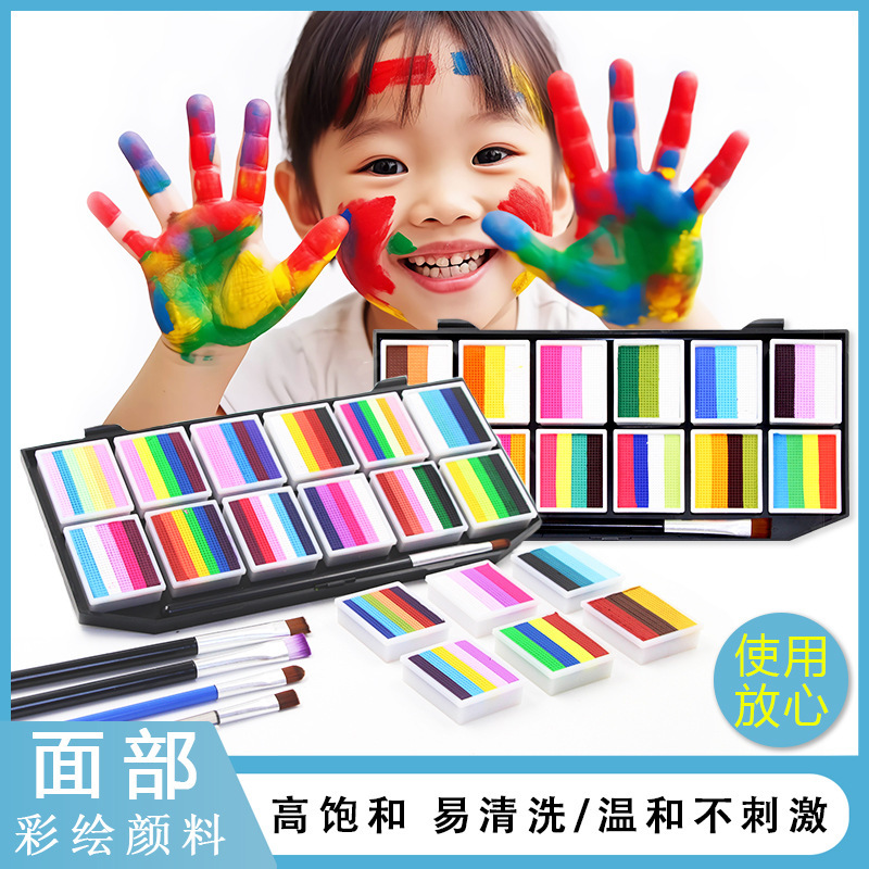 Children's Face Painting Pigment Rainbow Strip Stall Stage Performance Halloween Refill Source Factory Wholesale