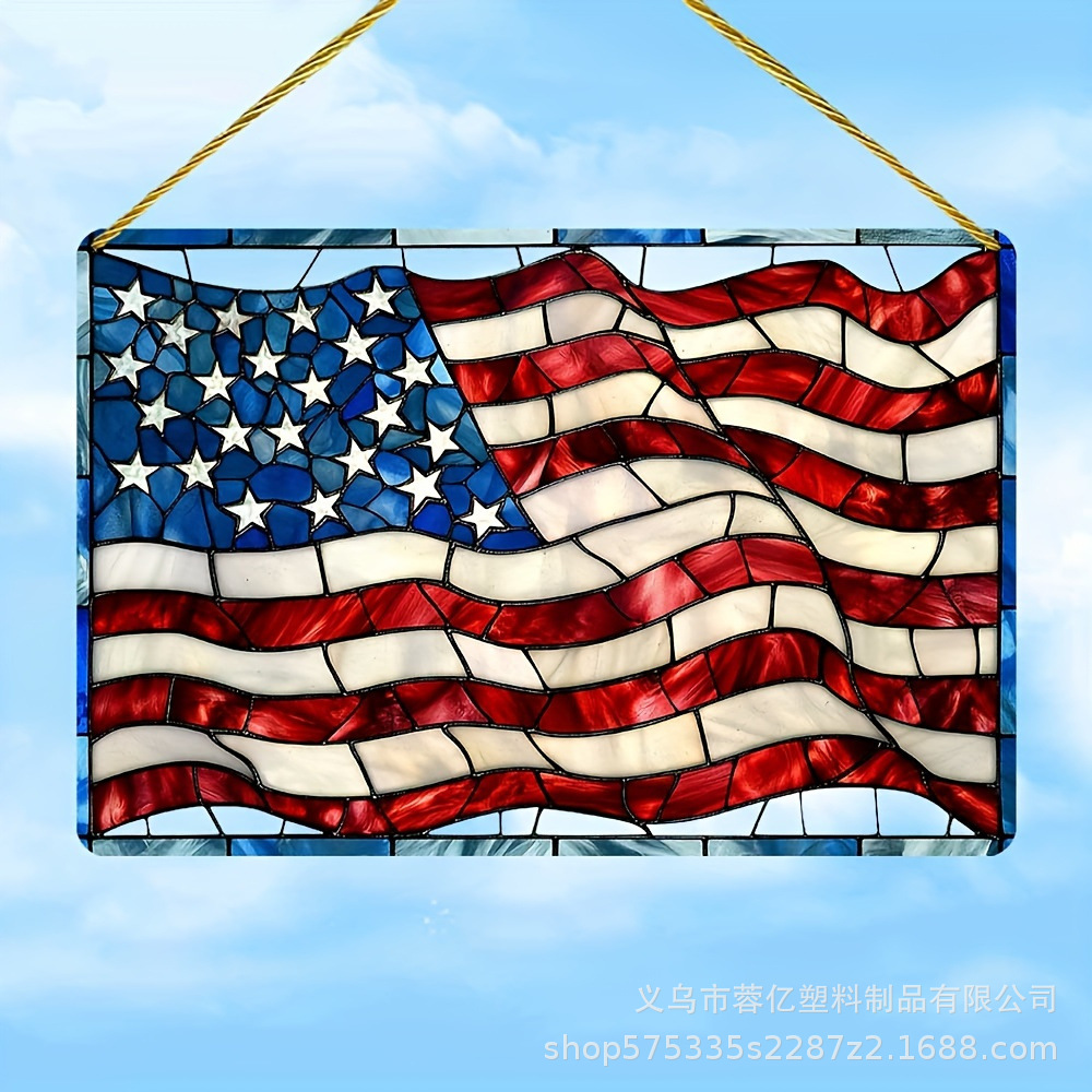 Transfronterizo 2D plano bandera americana águilas acrílico cóndor trampa de luz ventana de vidrio de colores colgante decoración porche