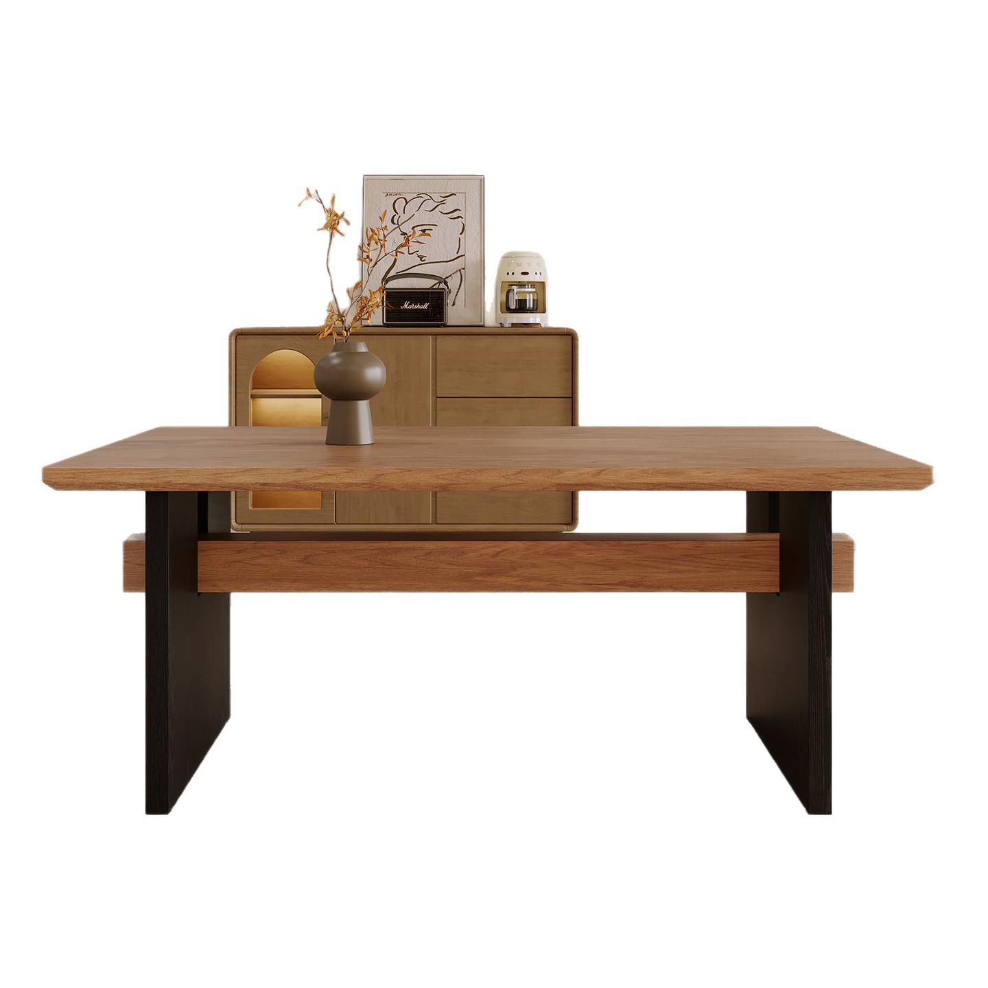 Medieval Style Dining Table, Solid Wood, Household Use, Integrated Rectangular Nordic Desk, Simple Table, Designer Workbench, Dining Table