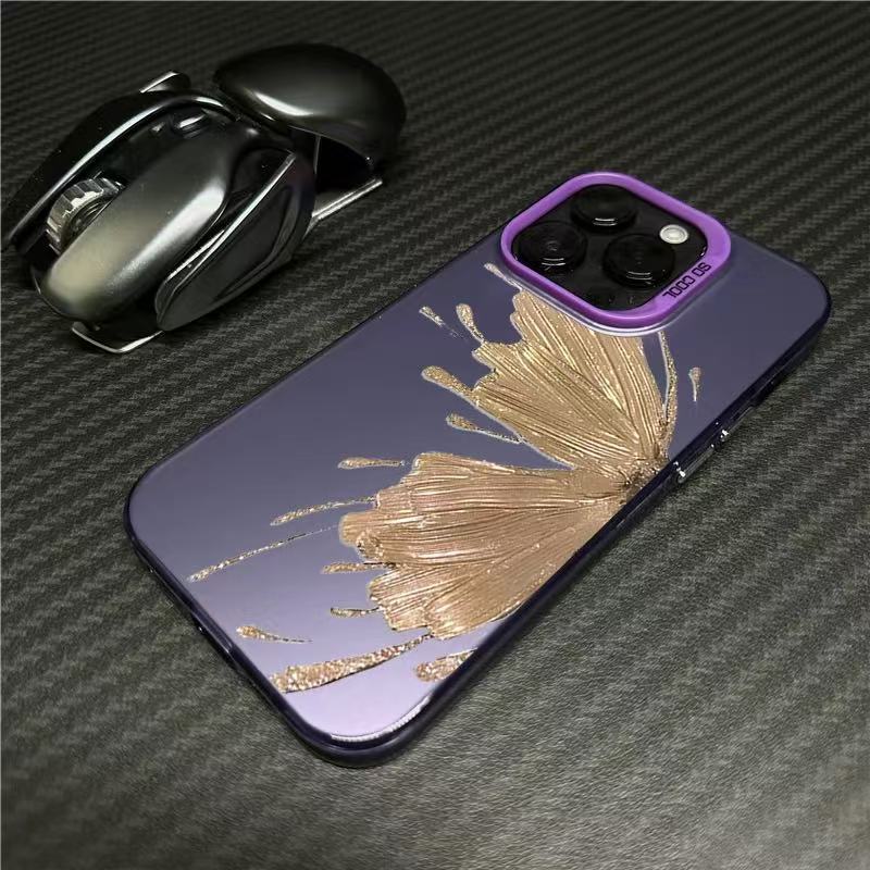 Nueva mariposa dorada para iPhone 16 funda para teléfono móvil Apple 15promax/14 anti-caída 13pro12 personalidad 11