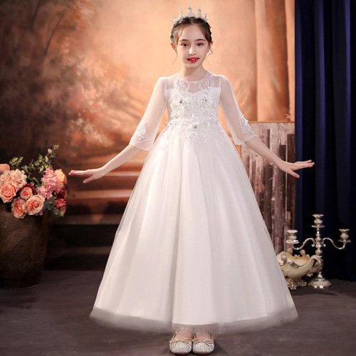 Children's formal dress princess skirt 2024 summer high-end long girls' dress puffy skirt piano June 1 performance suit 