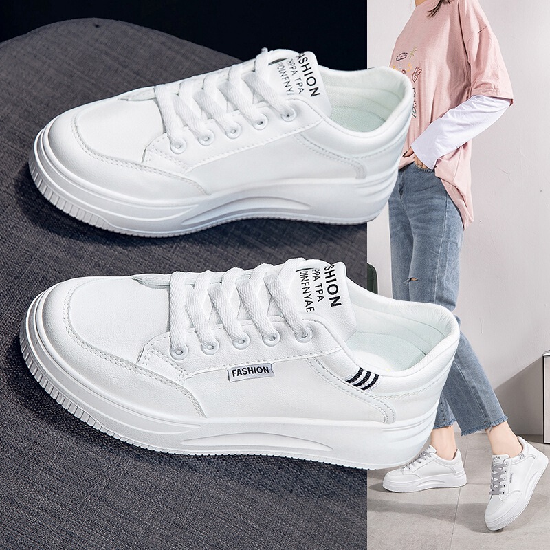 White Sneakers for Women 2026 New Model Spring and Autumn Versatile Breathable Non-Slip Thick-Soled Sports Casual Shoes Student White Shoes