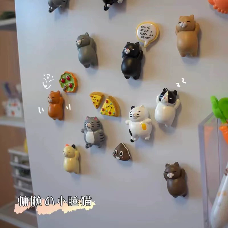 Симпатичная мультяшная наклейка на холодильник для кошек с магнитным декором креативная индивидуальность трехмерная смола впитывает железный камень украшения для дома
