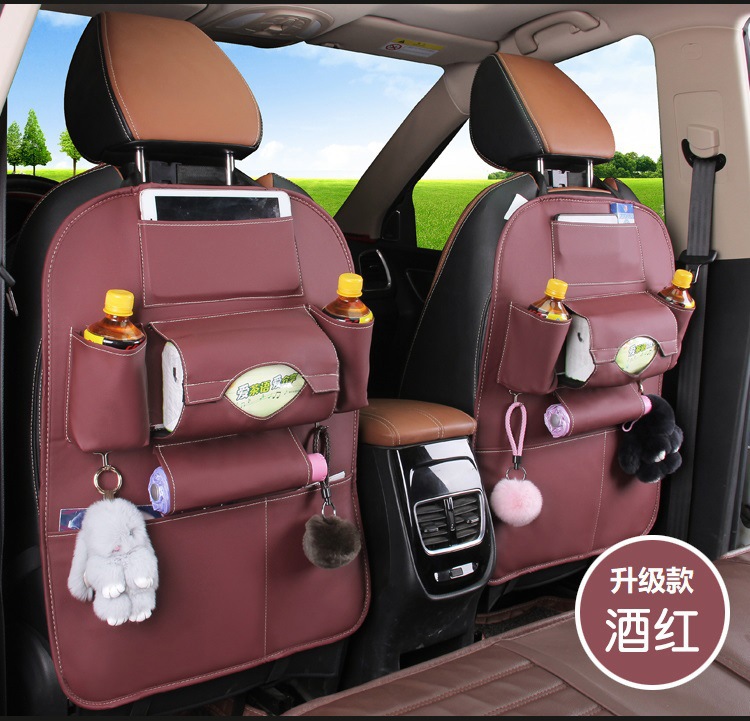 Coche plegable mesa de comedor bolsa de almacenamiento de coche de cuero asiento de coche bolsa de almacenamiento de basura