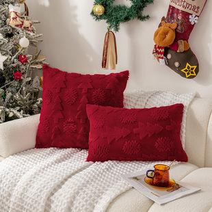New American Christmas Snowflake Tree Pillow Cover Solid Color Stuffed Living Room Decorative Cushion Stuffed Jacquard Christmas Pillow