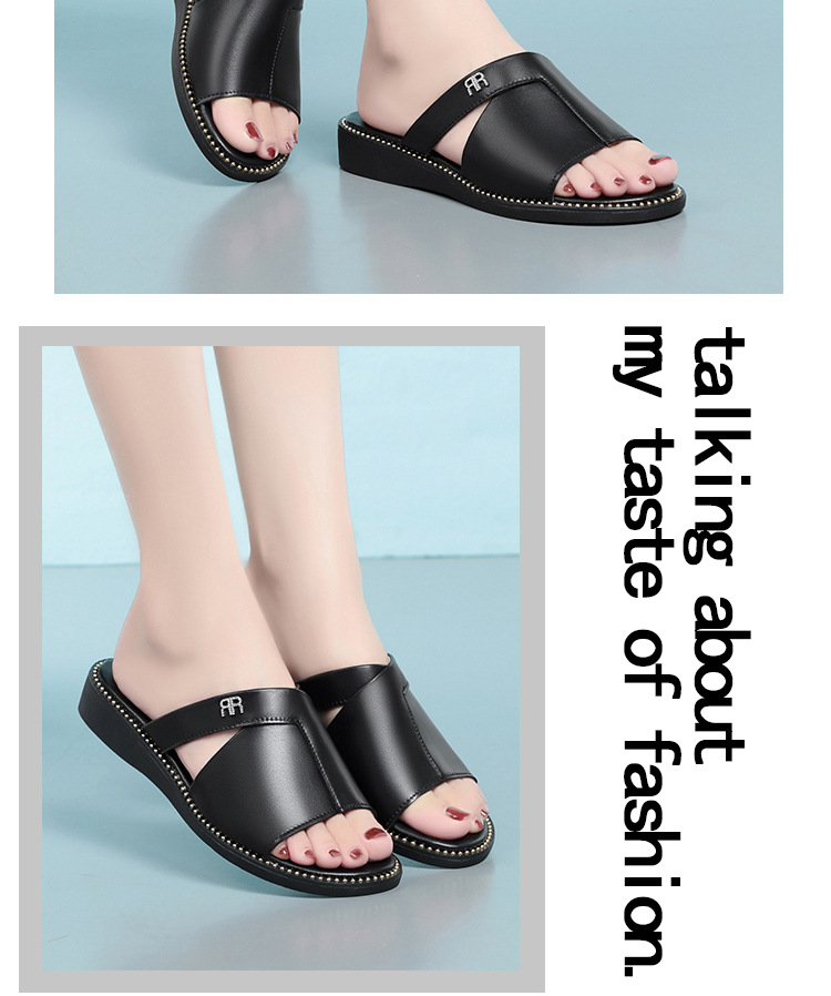 Dép sandal nữ quai chữ V đế mềm da thời trang — nâu chi tiết 10