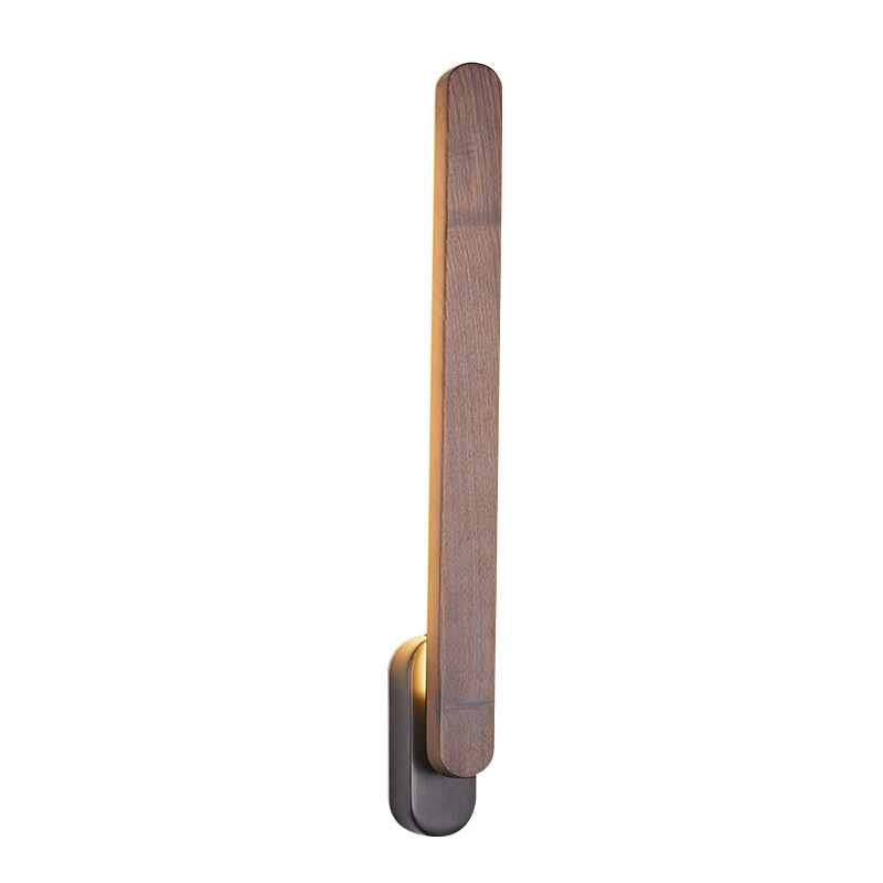 Gran vista jardín lámpara de pared de dormitorio antiguo una larga lámpara de cabezal de cama retro luz de fondo de sala de estar de madera de nuez negra 667L